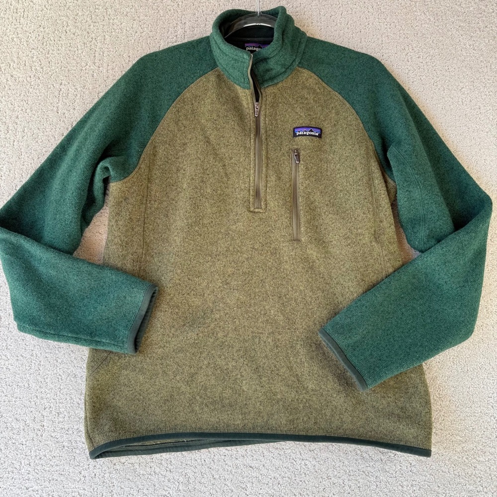 Patagonia Mens Better Sweater 1/4 Zip‎ Pullover Green Olive Style 25521 $139